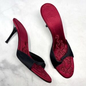 Giuseppe Zanotti Vicini Vintage Y2K Silk Satin Minimalist Slide Mule Sandal Heel